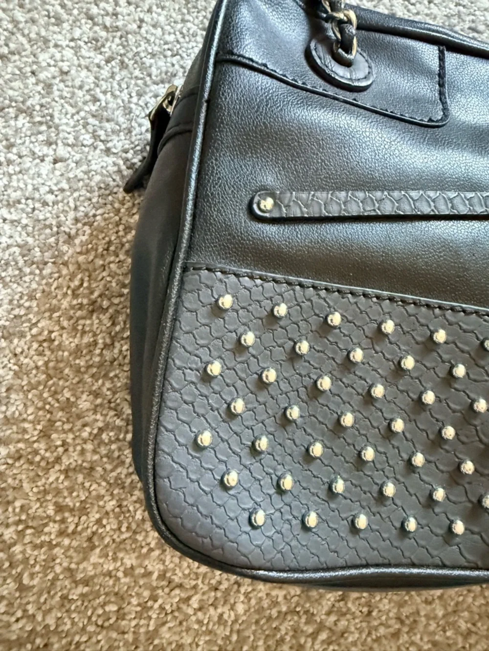 GUESS Disco Queen Black Studded Shoulder Bag with Chain Straps - Picture 4 of 12